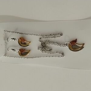 Elegant Gold and Silver Leaf Jewelry Set